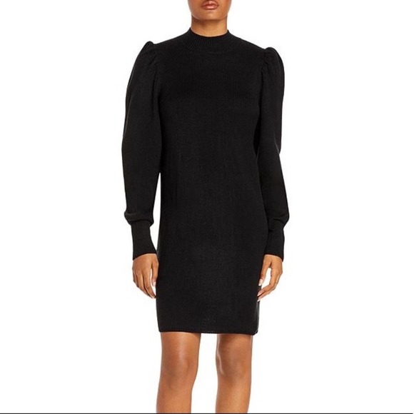 NEW Wayf Lola Puffy Sleeve Sweater Dress Black Knit Mock Neck Size XS $98 - Picture 8 of 8